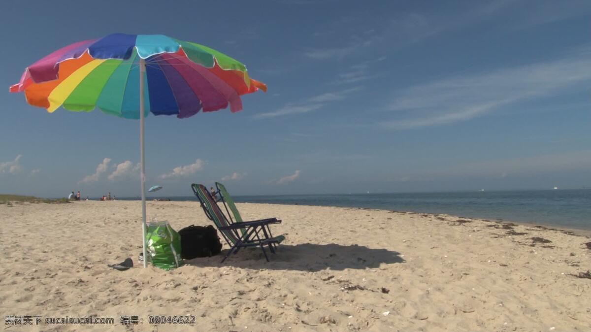视频免费下载 沙滩伞 股票 录像 丰富多彩 沙滩椅