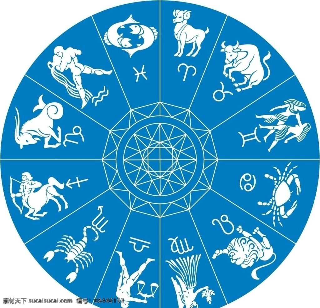 12星座 蓝色 圆形 生肖 图标 标志图标 其他图标