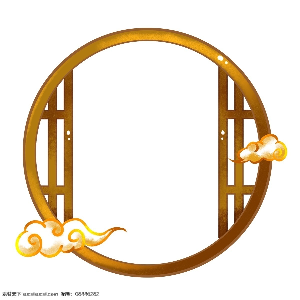 中国 风 古典 祥云 圆形 窗户 边框 中国风 圆形窗户 传统 国风 材质 烫金 免扣