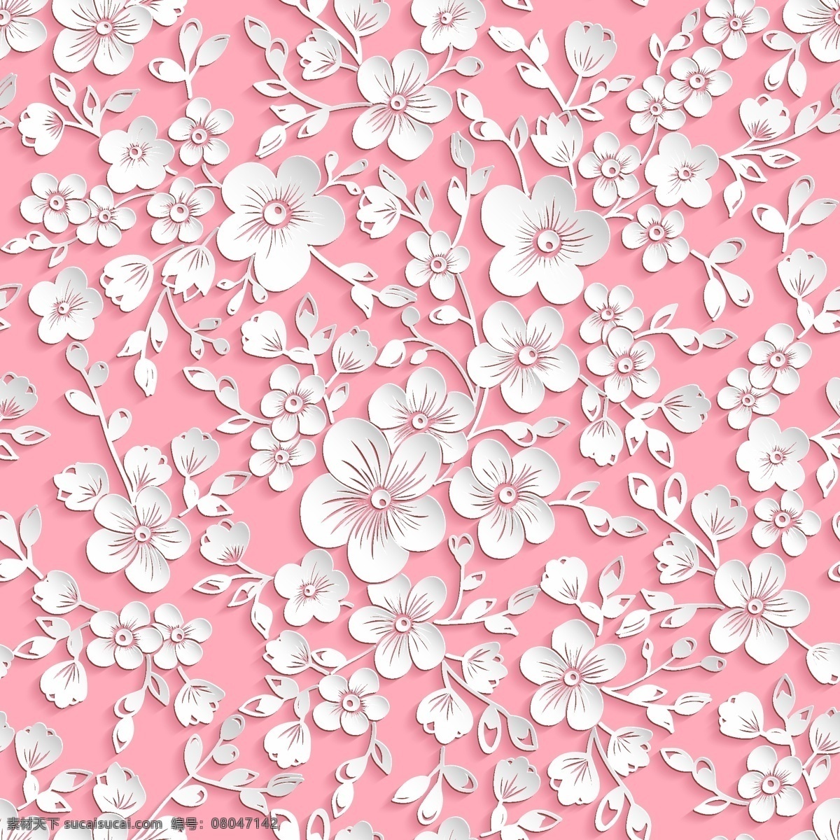 粉色 立体 纸雕 花朵 纹理 底纹