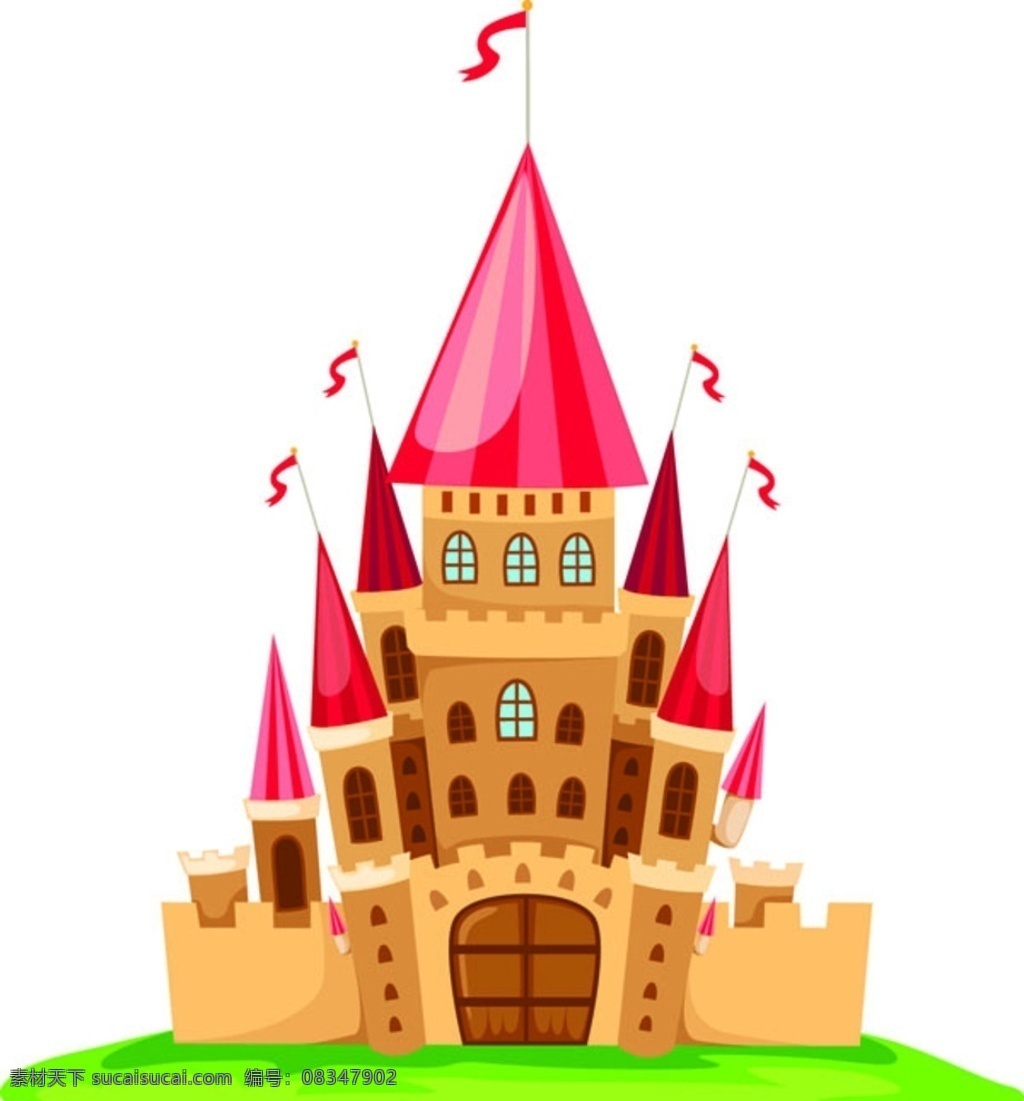 卡通城堡 城堡 旗子 塔 卡通 童話 卡通设计