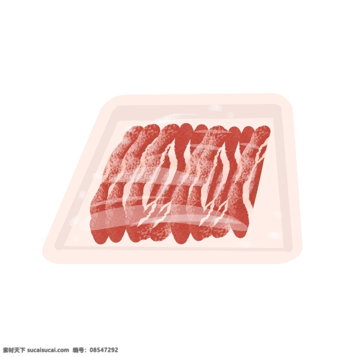 写实风格 肉类插画 png图片 肉类 猪肉 牛肉 羊肉 新鲜 五花肉 包装 超市 食品安全 食品工业 食品保质期 冷藏 冷链运输