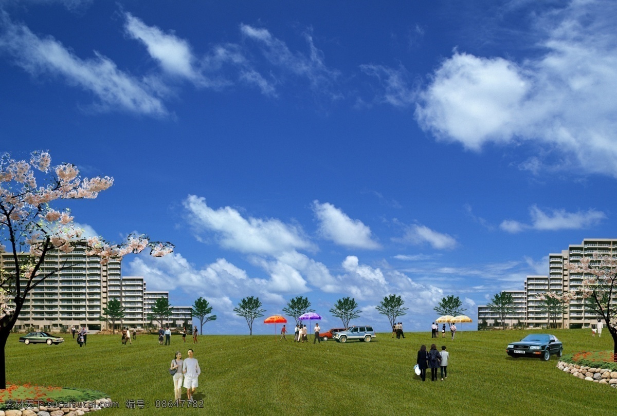 白云 草地 灯杆 灯光 地产 房地产 飞鸟 鸽子 房屋 外景 效果图 树叶 树 楼房 建筑物 路灯 公路 绿化 渲染 花台 小树 蓝天 广场 人 人群 休息 休闲 小区 树枝 花园 公园 游乐园 情侣 源文件库 家居装饰素材 灯饰素材