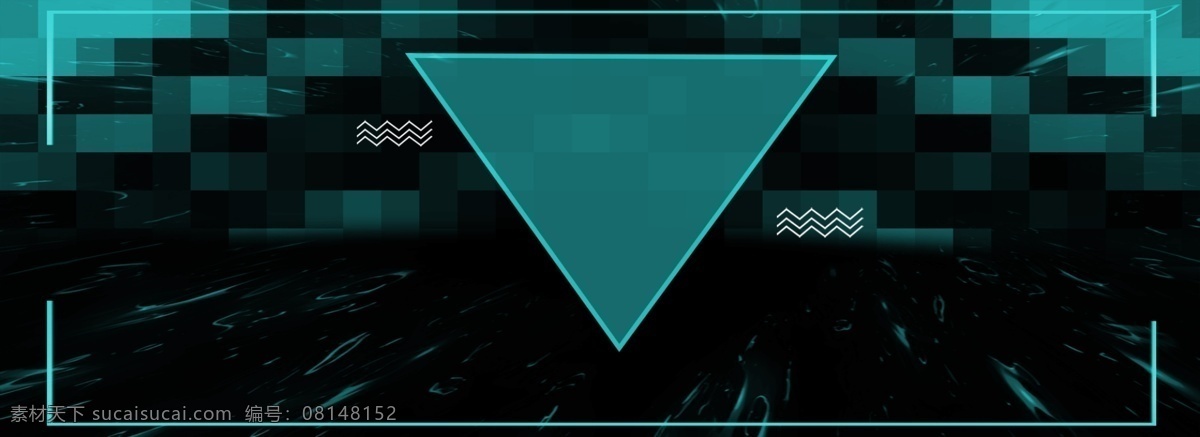 马赛克 绿色 三角形 方形 banner 背景 简约 科技 可商用