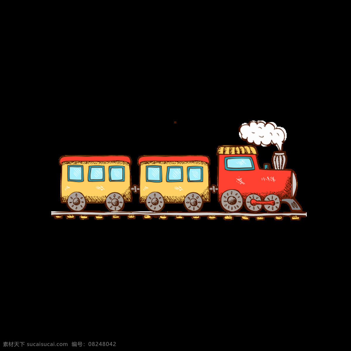手绘 小 火车 元素 玩具 小火车