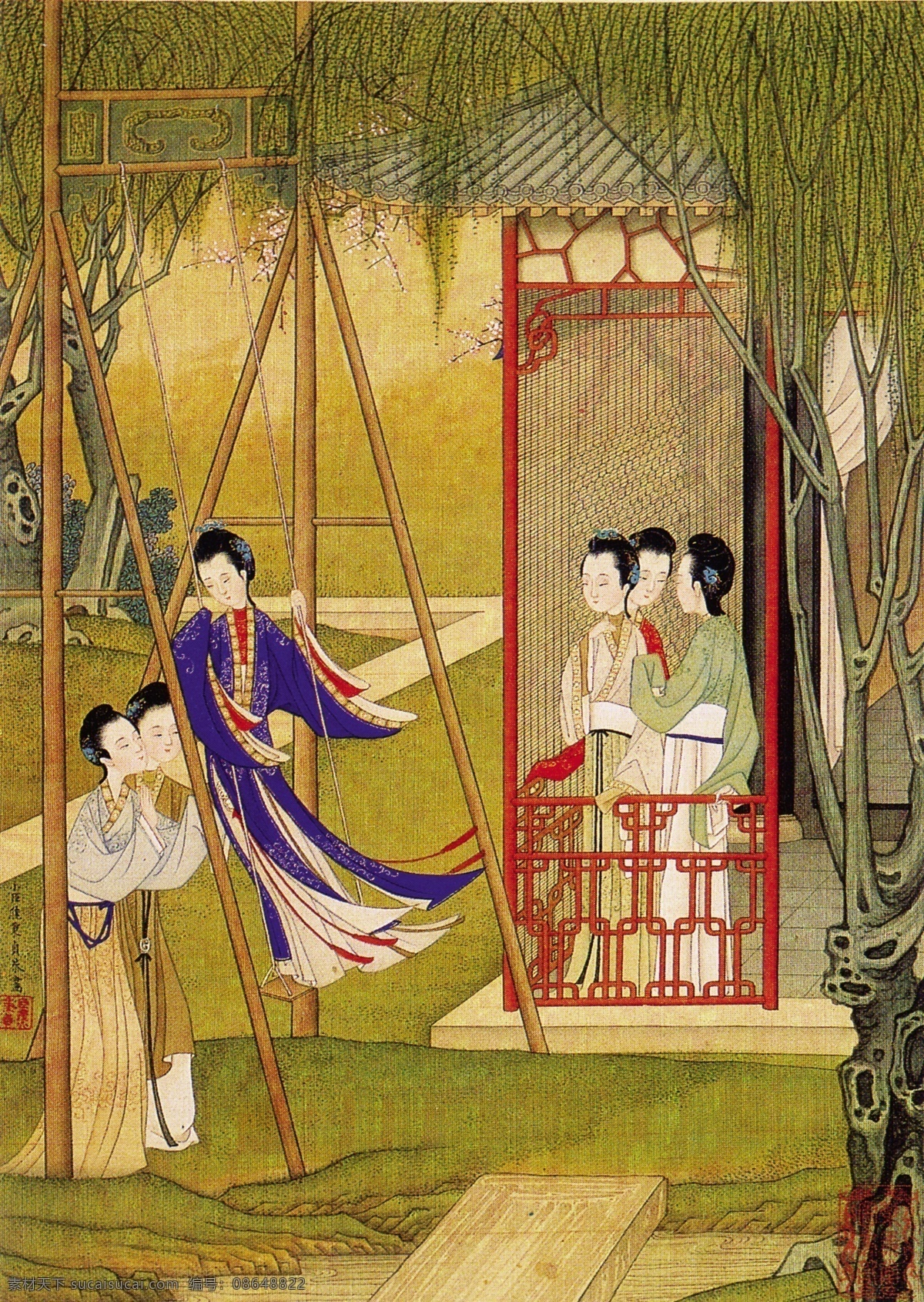 分层 源文件 风景画 工女 古画 民间艺术 民间艺术画 清明上河图 绣女 中国 传统 元素 整合 民间 艺术品 中华刺绣 节日素材 清明节