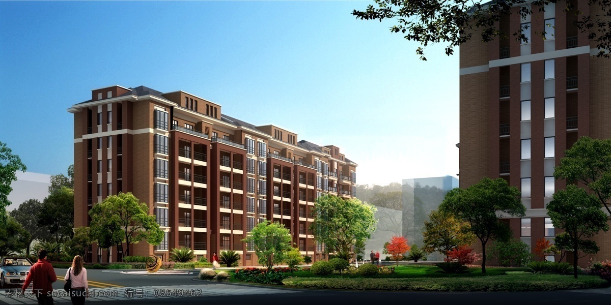 住宅楼效果图 建筑效果图 建筑设计 景观园林 景观设计 园林设计 环艺设计 园林景观 环境设计 psd素材 黑色