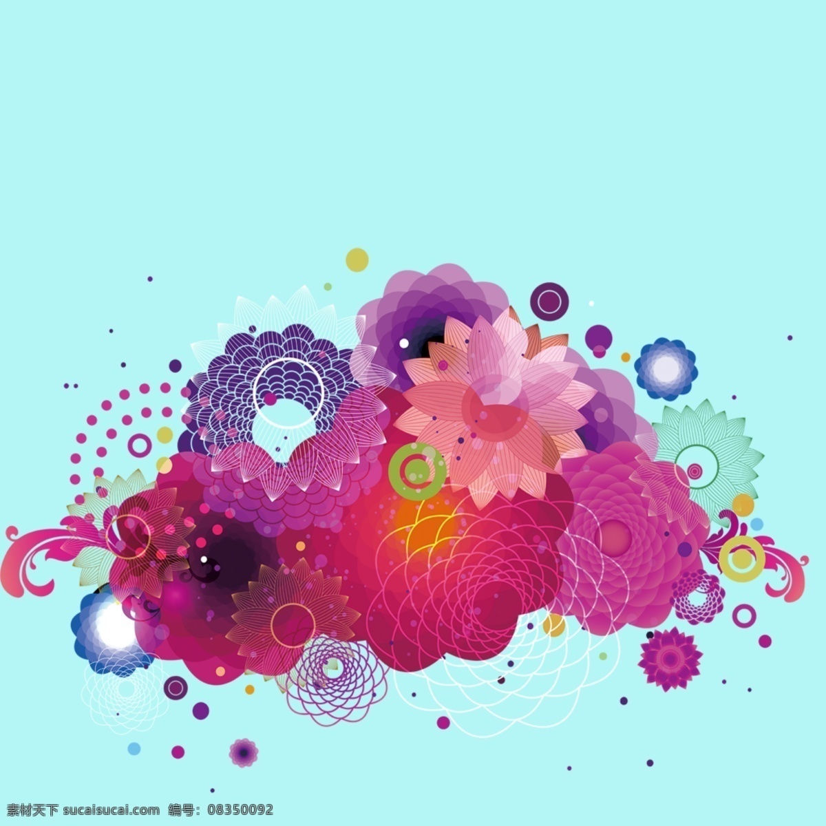 手绘 七彩 几何 图案 花朵 几何图形