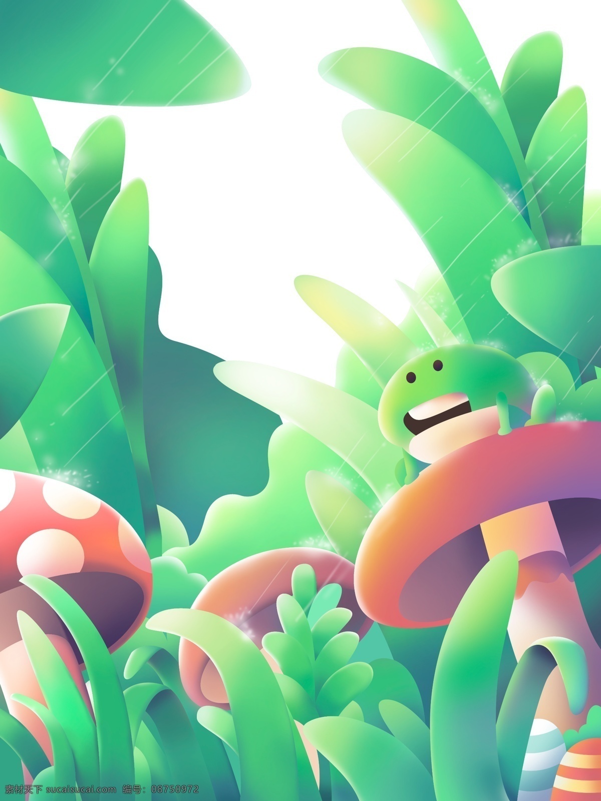创意 绿色植物 草丛 植物 蘑菇 卡通 彩色 装饰 背景 设计背景 海报背景 简约 图案