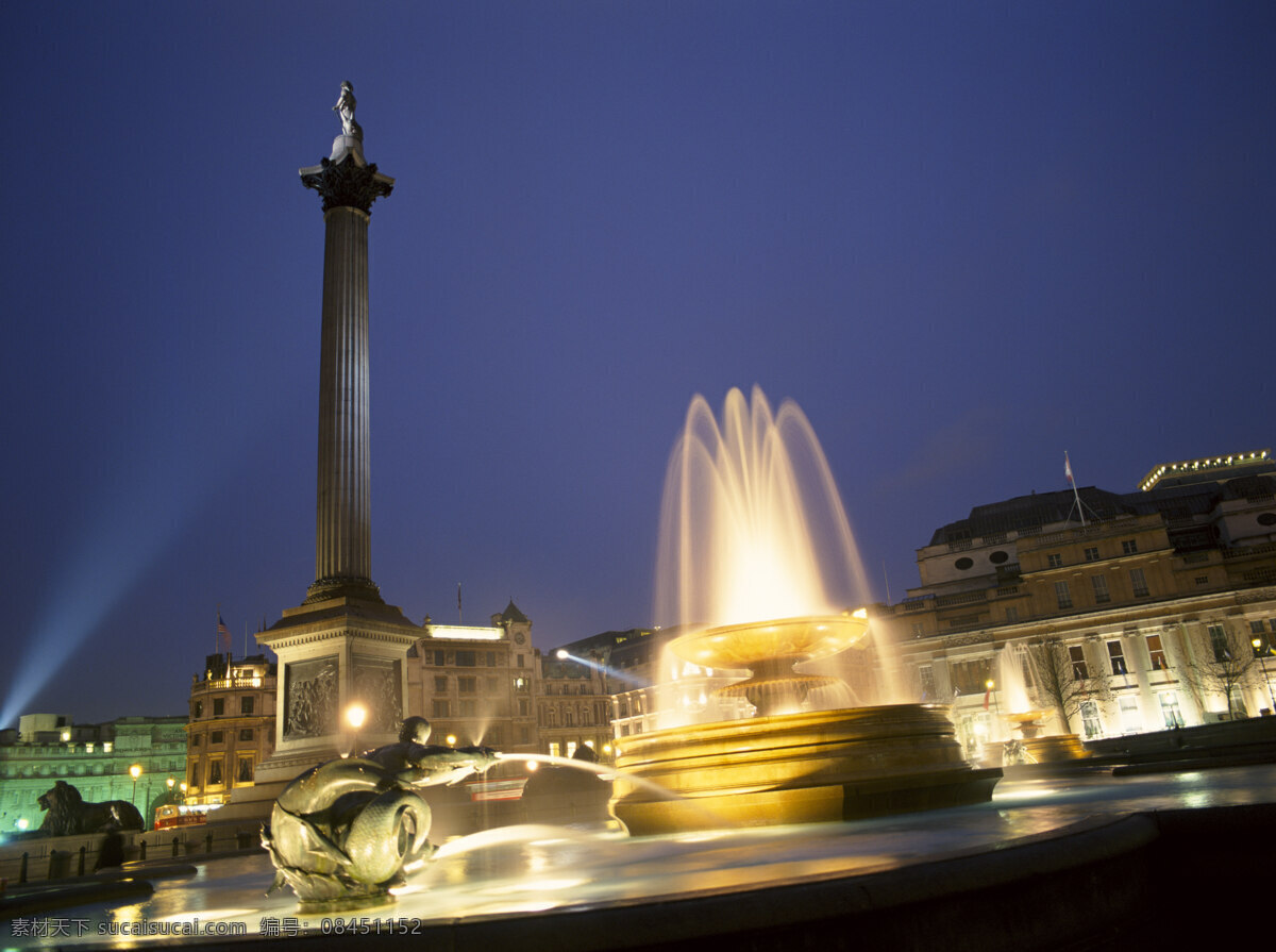 美丽喷泉 城市 城市建筑 城市标识 英国 伦敦 现代城市 夜景 夜晚 灯光 喷泉 城市风光 环境家居 黑色