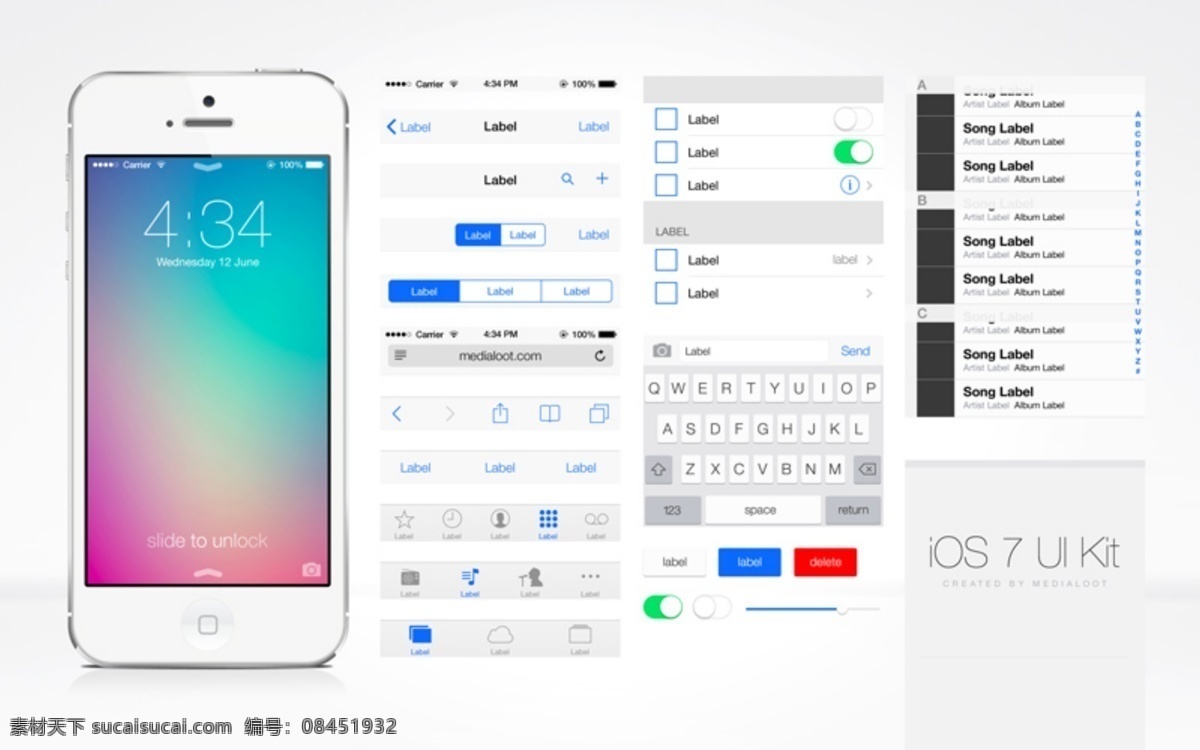 ios7 系统 界面 元素 iphone psd素材 网页素材 网页模板
