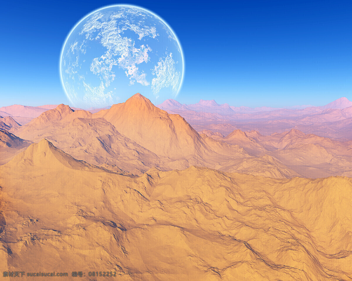 天空 月亮 山峰 背景 山丘 科幻背景 宇宙太空 环境家居