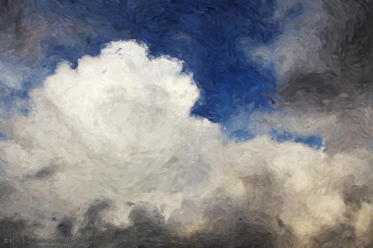 油画天空 印象派 油画 绘画艺术 印象画 抽象画 天空 白云 蓝天 自然风景 自然景观 灰色