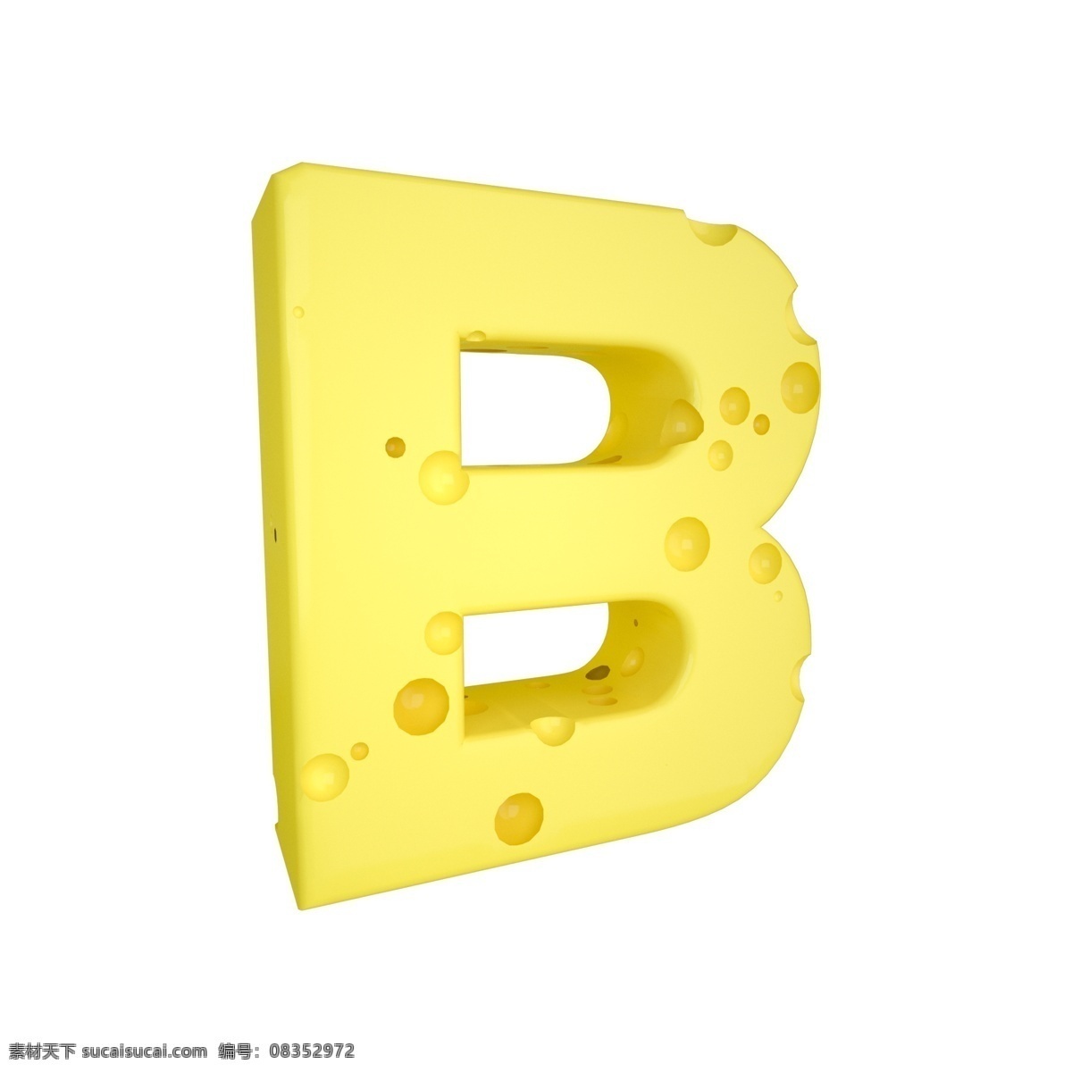 c4d 创意 奶酪 字母 b 装饰 3d 黄色 立体 食物 平面海报配图 电商淘宝装饰 可爱 柔和 字母b