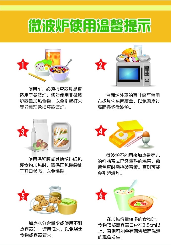微波炉 使用 温馨 提示 防止爆炸 安全 生活用品 生活百科 矢量