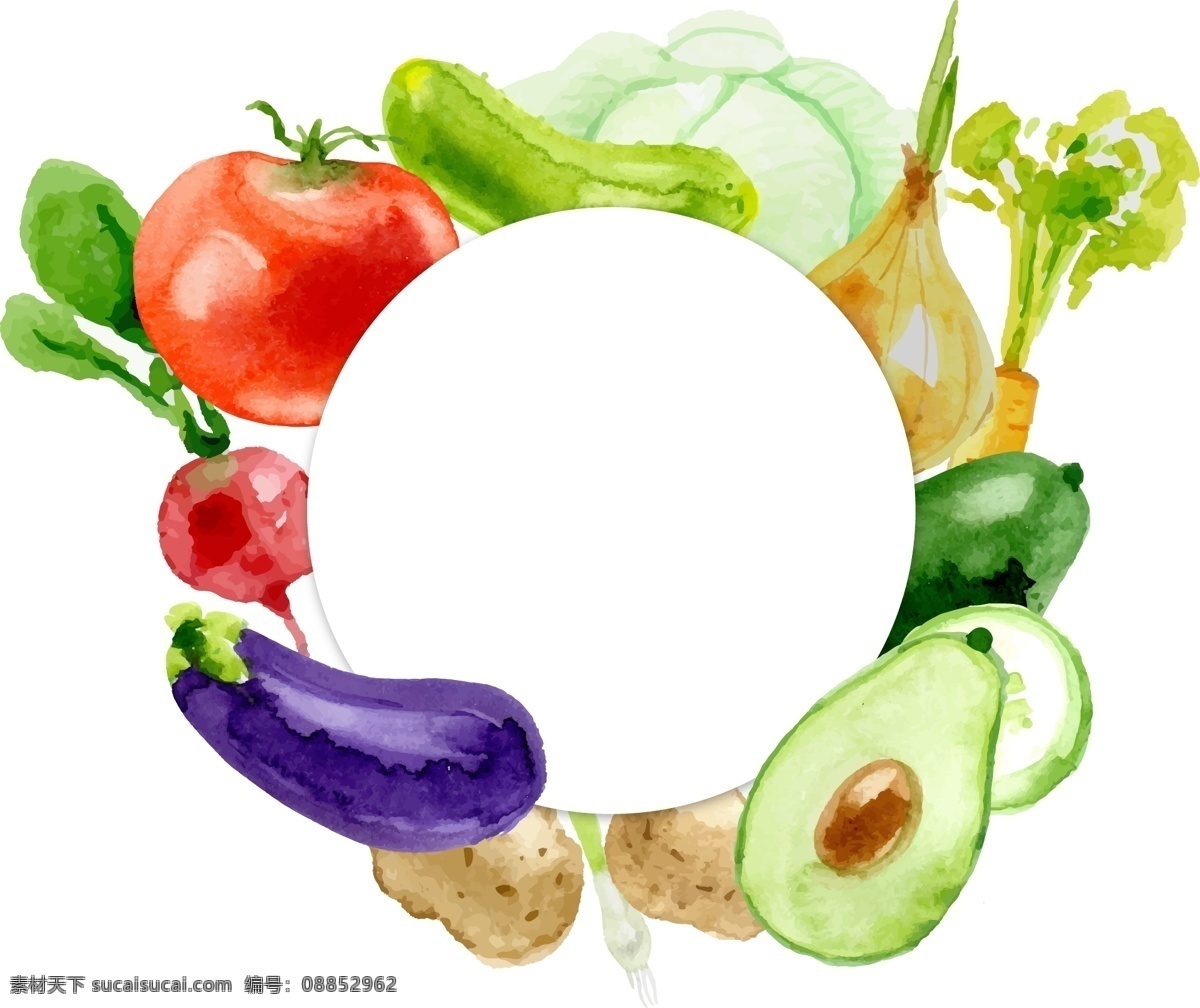 手绘蔬果元素 手绘 蔬菜 水果 食材 做饭 ai元素 免扣元素