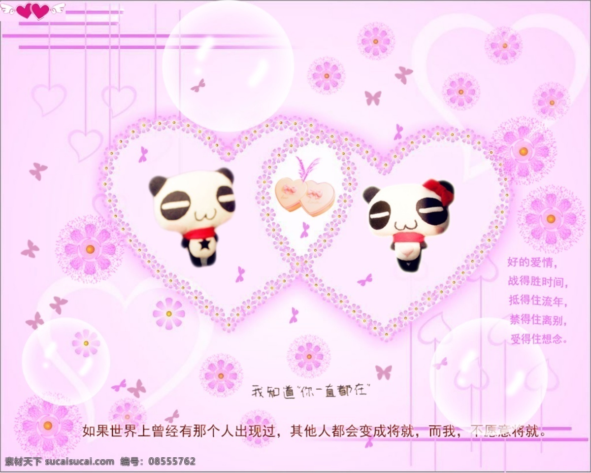 温馨爱情 温馨的色调 萌 两 只 小熊猫 关于 爱情 文字 整体 人 感觉 温暖 白色