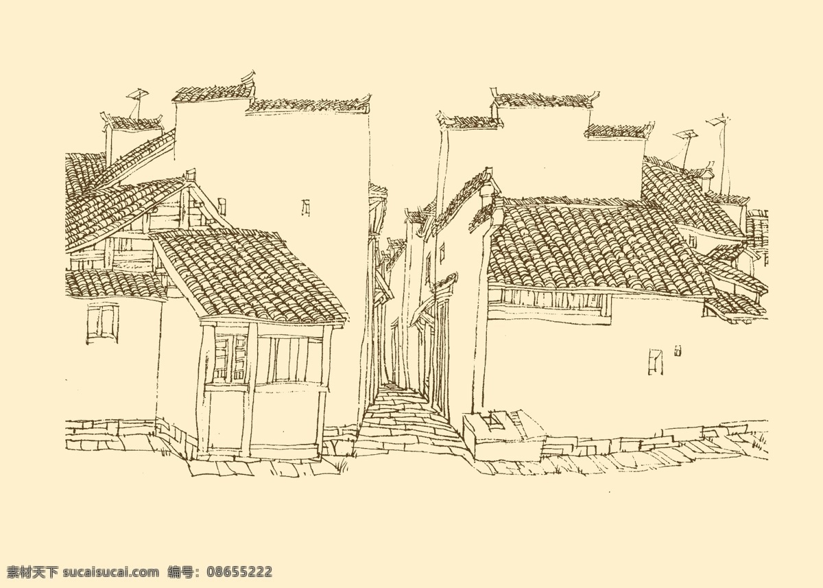 皖南古民居 白描 构图 建筑 古建筑 线描 勾勒 线条 民居 速写 钢笔画 徽派建筑 皖南 古 资料集 风景 分层 源文件