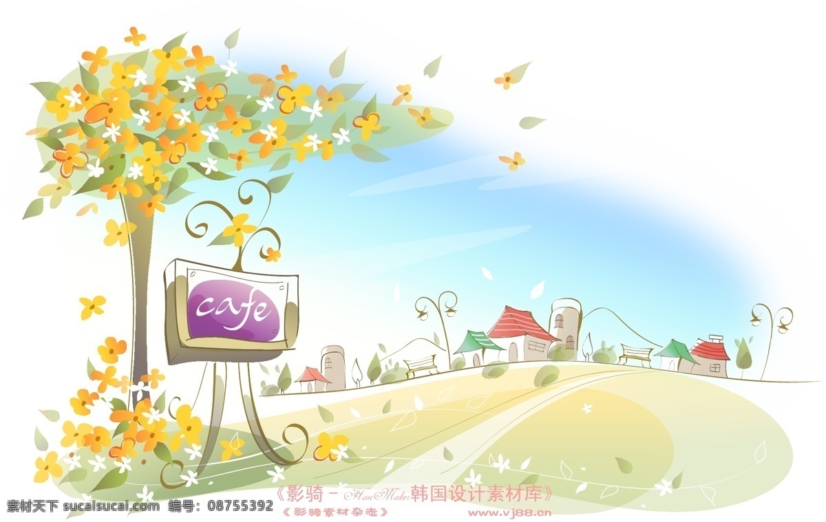 梦幻 风景 hanmaker 韩国 设计素材 库 背景 抽象 底纹 花纹 梦幻风景 线条 矢量图 花纹花边