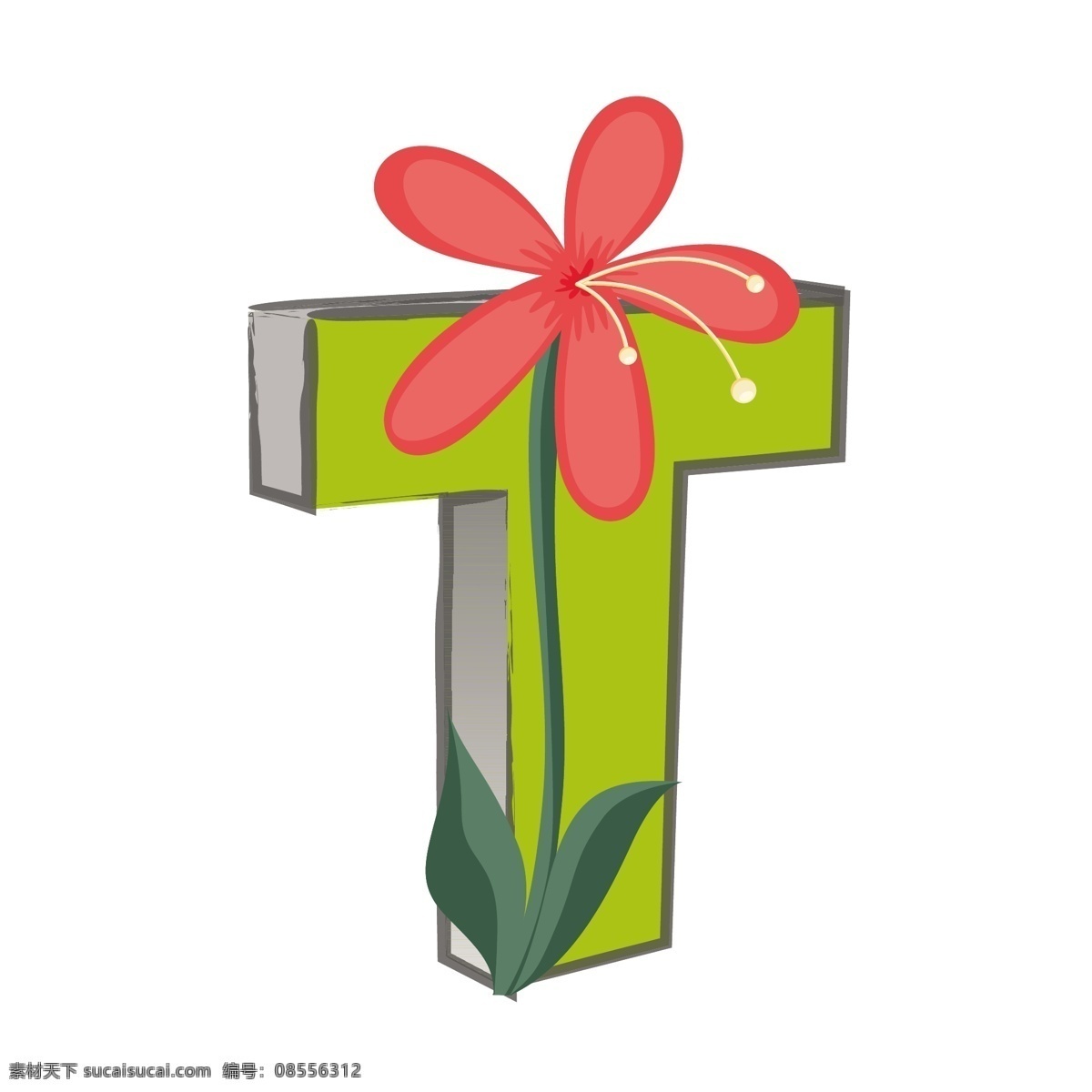 向量t字母花 白色