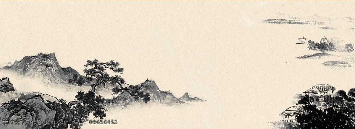 中国 风 水墨 水彩 山水 背景 中国风