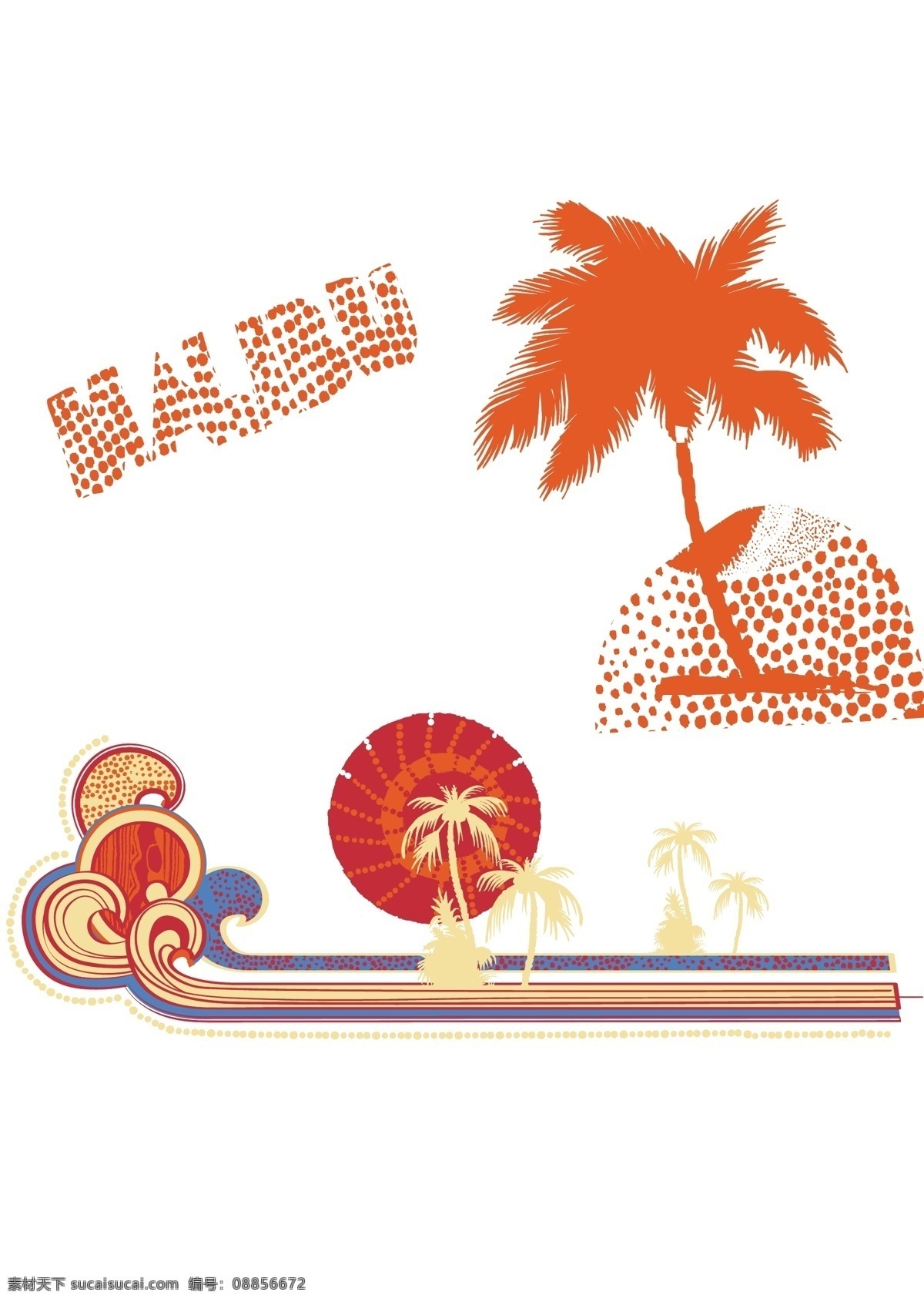 印花 矢量图 度假 服装图案 树 印花矢量图 棕榈 malibu 面料图库 服装设计 图案花型
