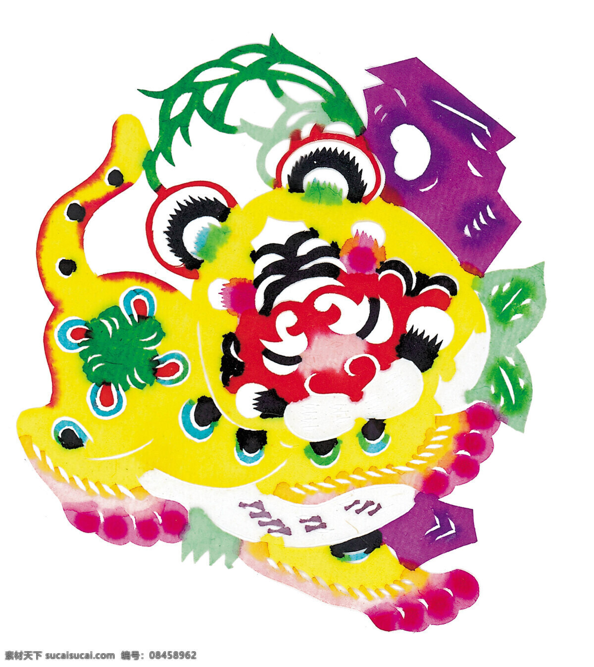 民间 画 麒麟 图案 狮子剪纸 麒麟剪纸 中国 风 古典 花纹 传统 剪纸艺术 民间剪纸艺术 民间画 文化艺术