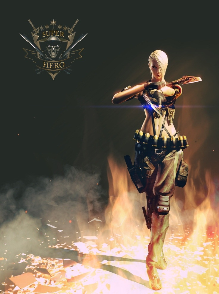 cf美女图片 cf 美女 标志 火焰 武器 刀 动漫人物 动漫动画