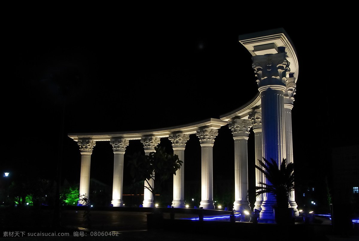 欧式 廊柱 建筑摄影 建筑园林 夜景 欧式廊柱 开滦 装饰素材