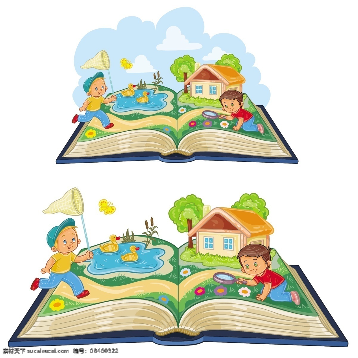 年轻 孩子 学习 自然 一本 打开 书 标签 人 儿童 模板 教育 性格 卡通 可爱 快乐 玻璃 冒险 徽章
