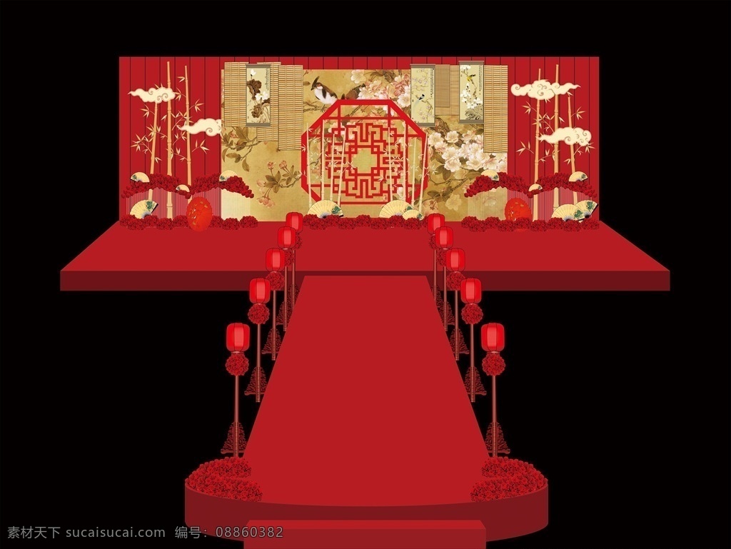 新中式婚礼 中式 新中式 婚礼 婚庆 大红 分层