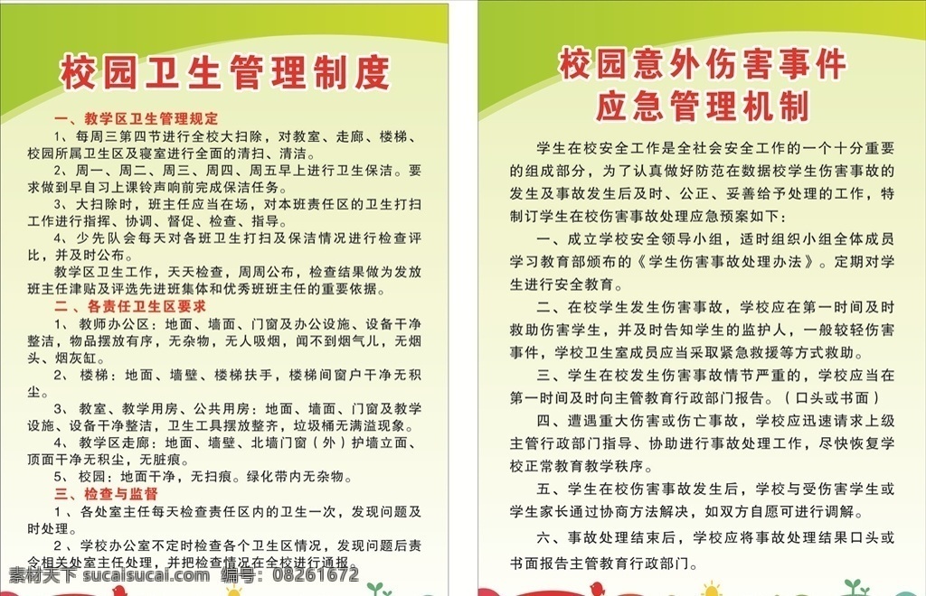 校园卫生制度 意外伤害 伤害事件制度 应急管理制度 校园制度背景