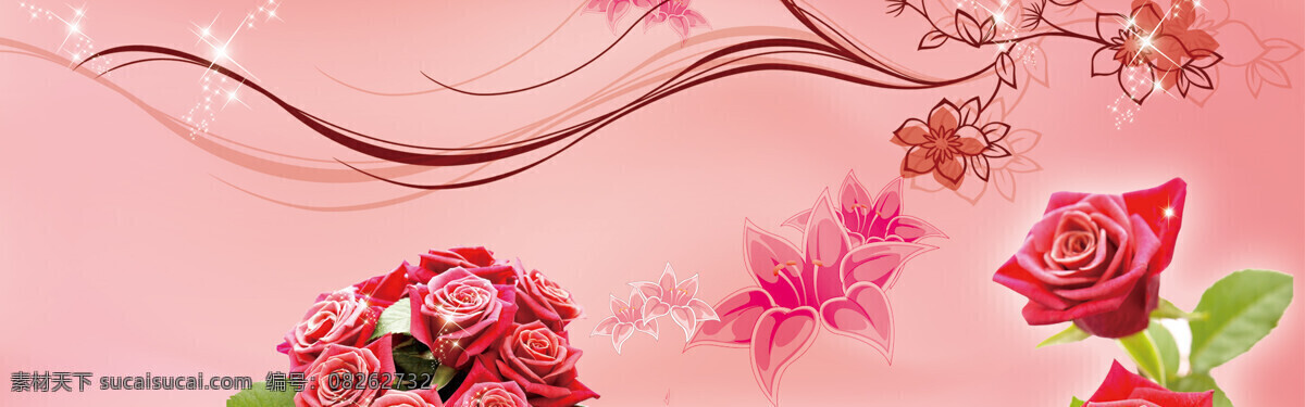 玫瑰 粉色 温馨 背景 banner