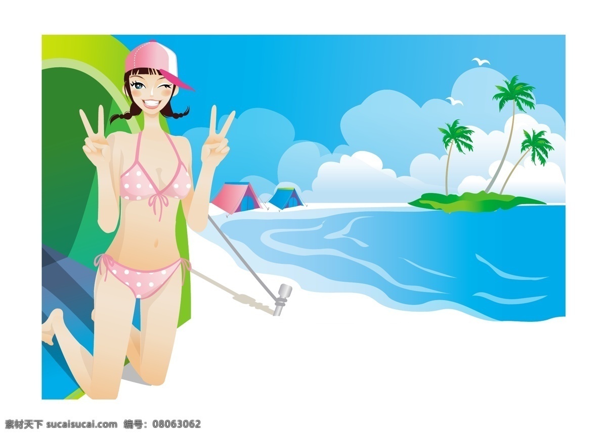 大头 美女 夏日 泳装 mm 背景 大海 户外运动 卡通 浪漫 美图 女人 卡通美图 女性 唯美 大头美女 性感 性感美女 矢量 矢量素材 沙滩 夏天 游泳 矢量图 矢量人物