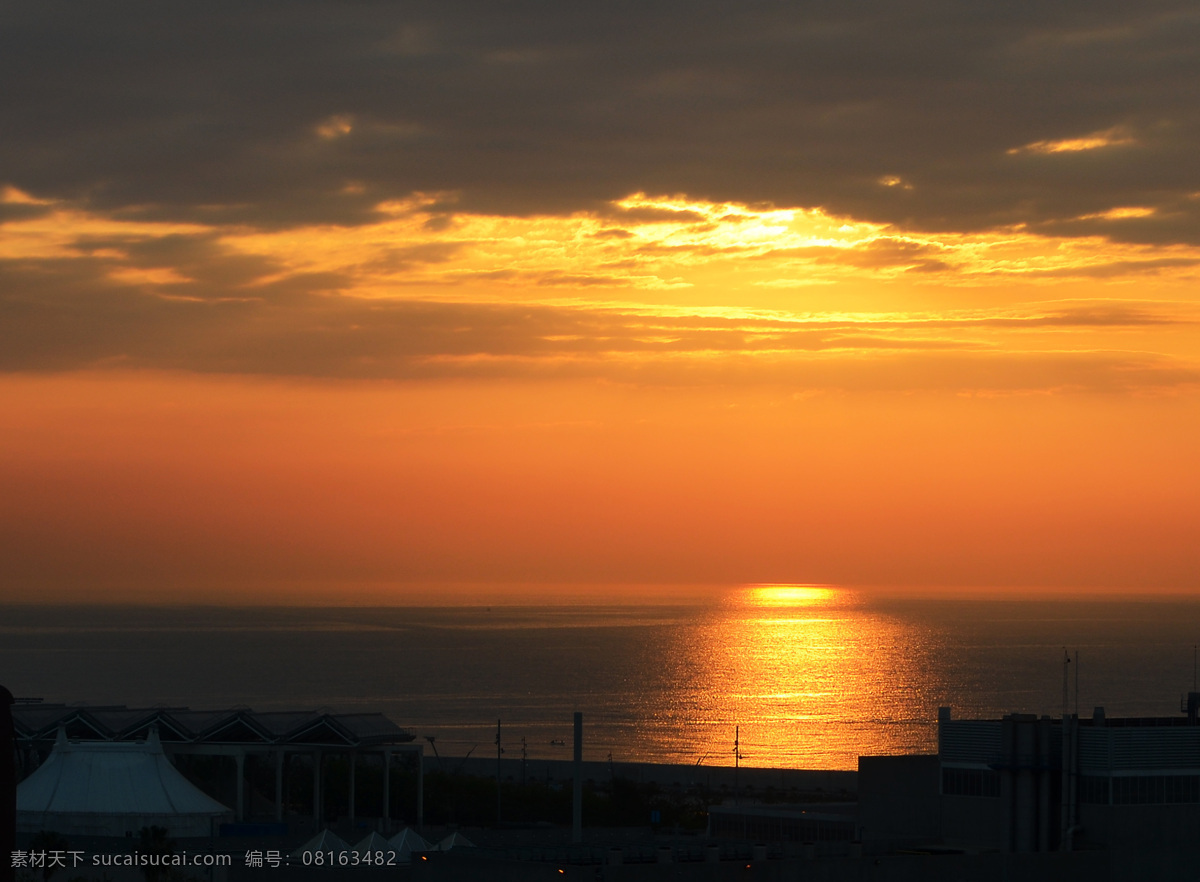 朝霞 夕阳 海边 地中海 船只 国外旅游 旅游摄影