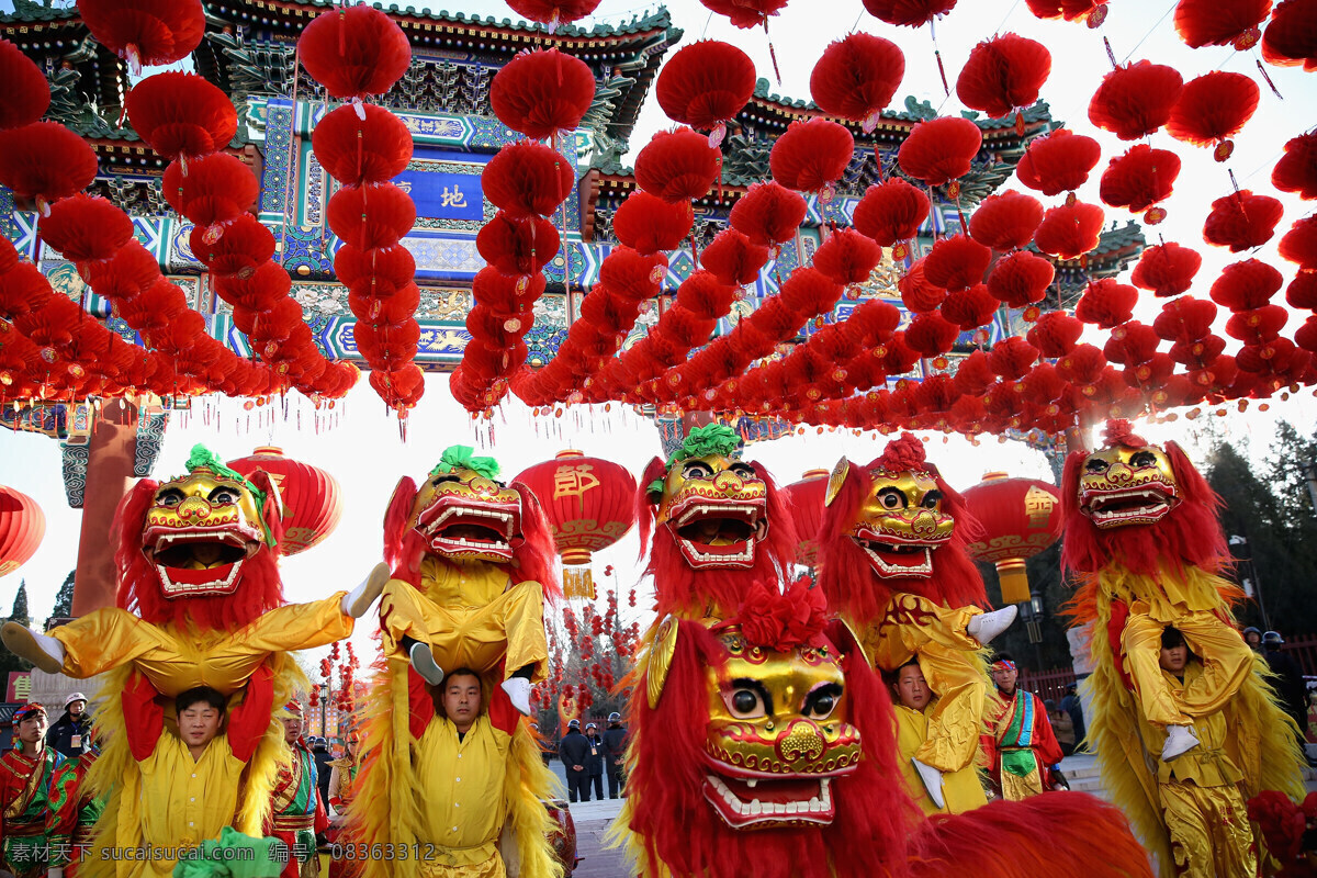 春节 新年 春节活动 舞龙 舞狮子 热闹 中国民俗 传统文化 庆贺新春 庆祝春节 民间艺人 文化艺术 节日庆祝