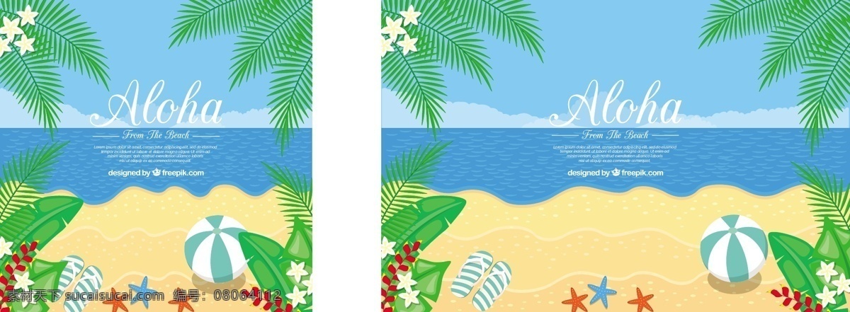 沙滩 背景 平面设计 花卉 明星 夏季 花卉背景 海 海滩 树叶 热带 平 树木 球 棕榈 沙子