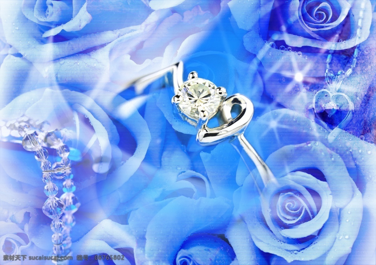 蓝色玫瑰情缘 玫瑰 蓝色 花 戒指 项链 钻石 爱情