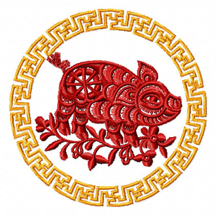 绣花免费下载 春节喜庆 服装图案 家纺 绣花 猪 面料图库 服装设计 图案花型