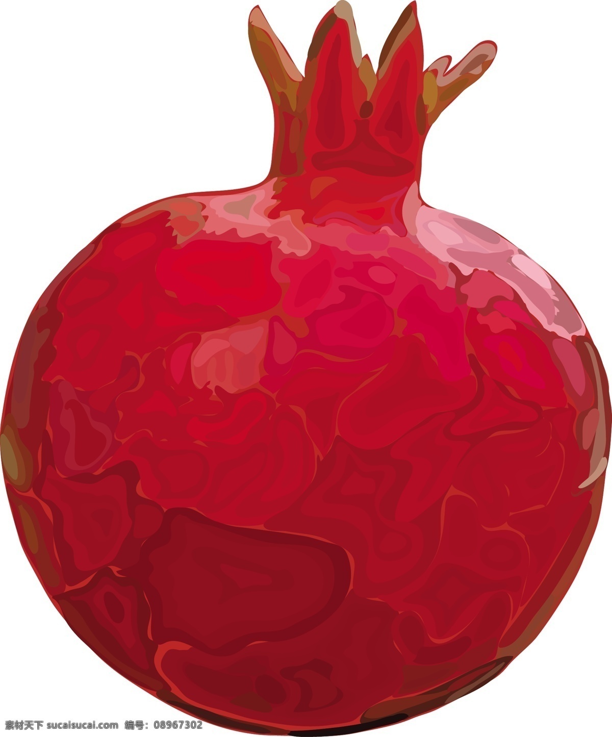 红色 水彩 卡通 手绘 石榴 矢量 水果