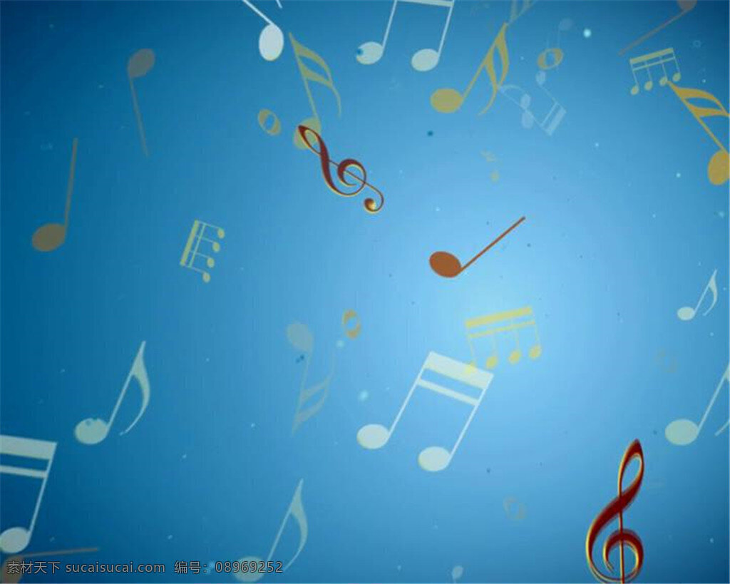 蓝色 背景音乐 音符 跳跃 动态 背景 漂浮 音乐 视频素材