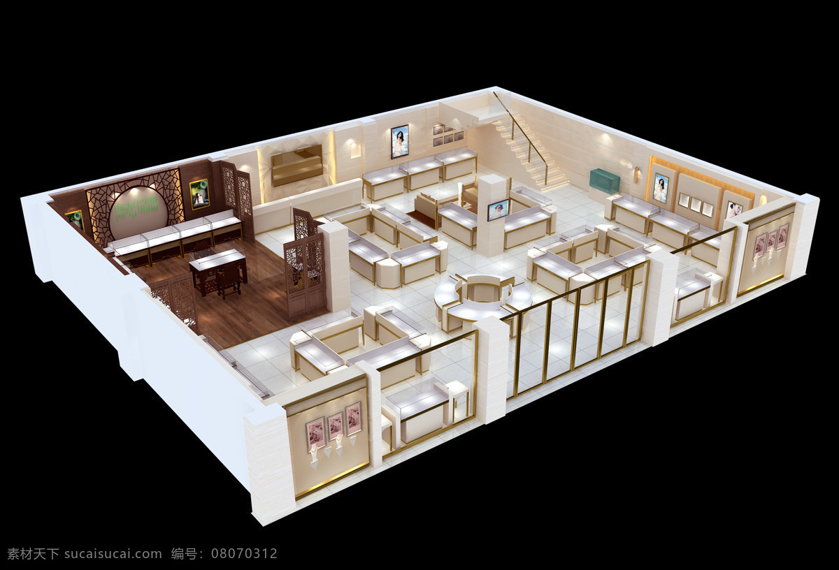 珠宝店 店面 样板 3d设计 3d图 设计样板 室内模型 店面图 珠宝3d图 3d模型素材 室内场景模型