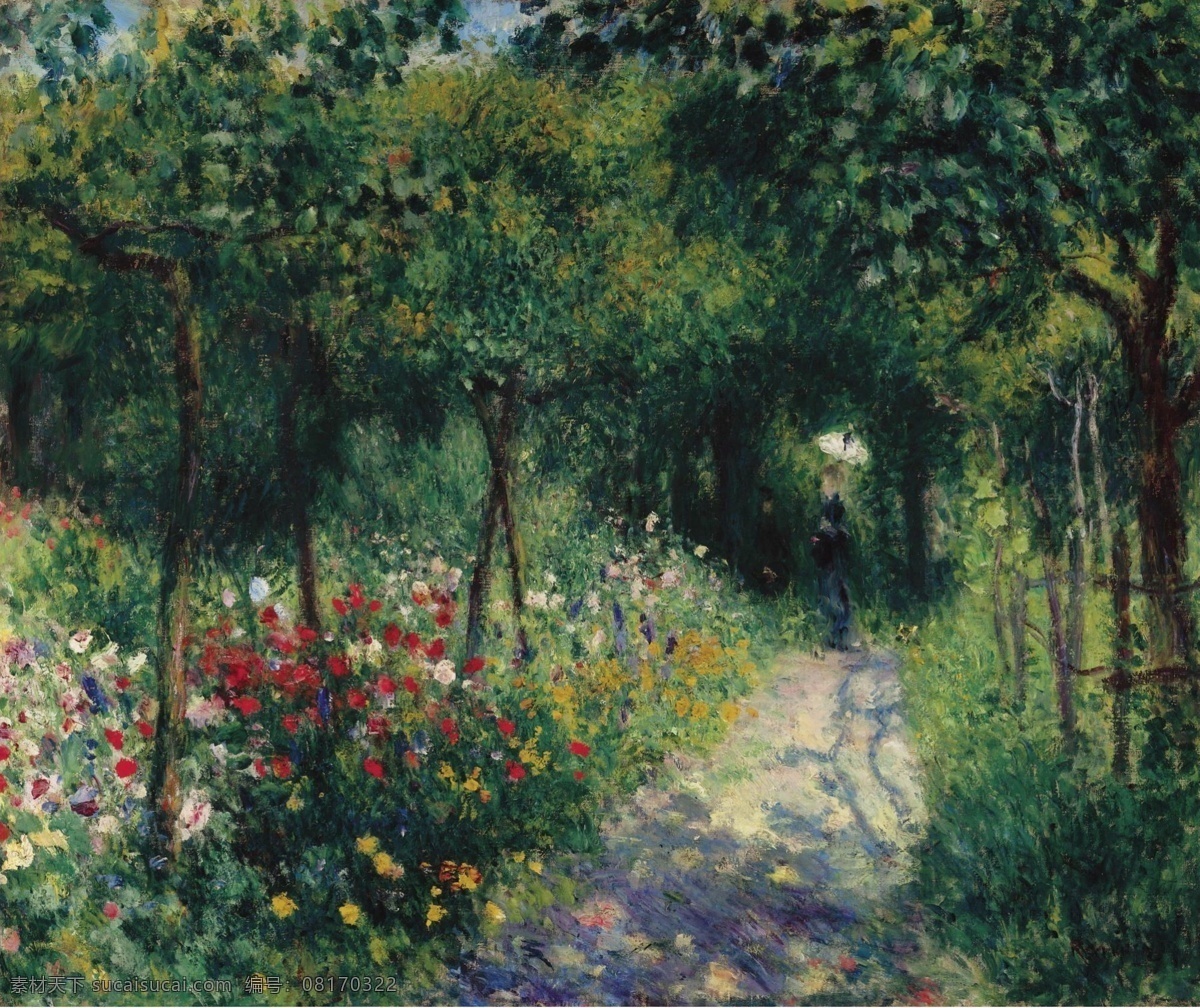 大师 画家 风景画 静物 油画 建筑 装饰画 garden the in women renoir auguste pierre 人物 高清 西方 国外 现代 家居装饰素材