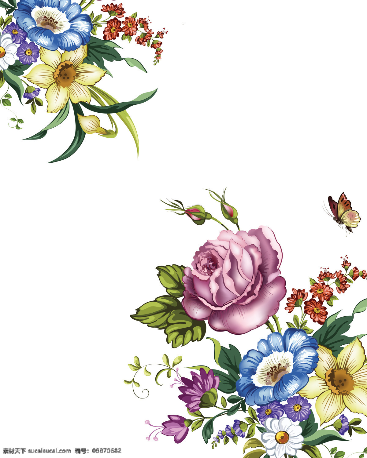 蝶恋花 室内 移门 创意 画 移门画 花朵 蝴蝶 蓝色 紫色 效果图