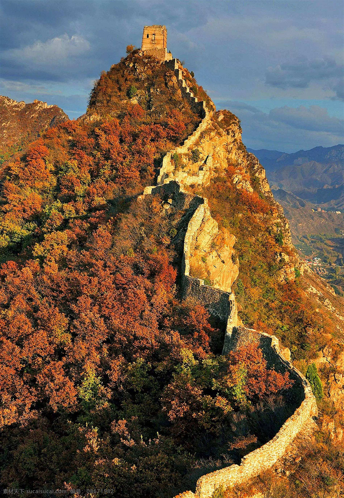 金山岭 长城 之秋 墙 山 旅游 日出 石头 古老的建筑 旅游摄影 国内旅游