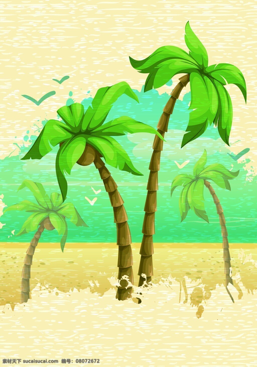 斑驳 椰子树 背景 模版 渐变 小清新 矢量背景模版