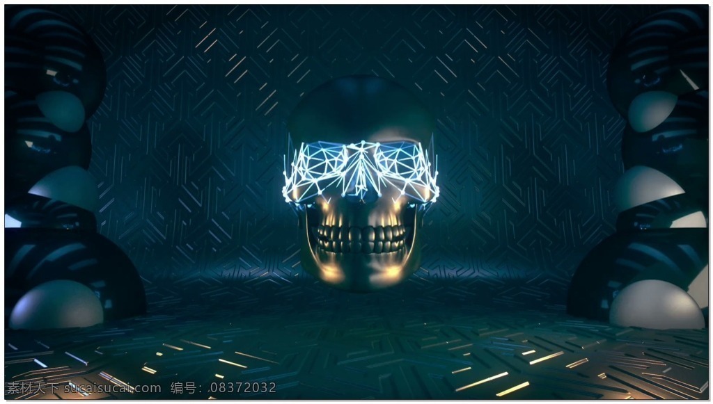3d 骷髅 激光 视频 宇宙 山洞 科幻 视频素材 动态视频素材