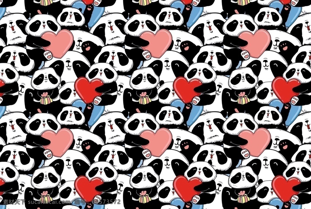 可爱熊猫组合 可爱 熊猫 爱心 礼物 可爱熊猫 分层