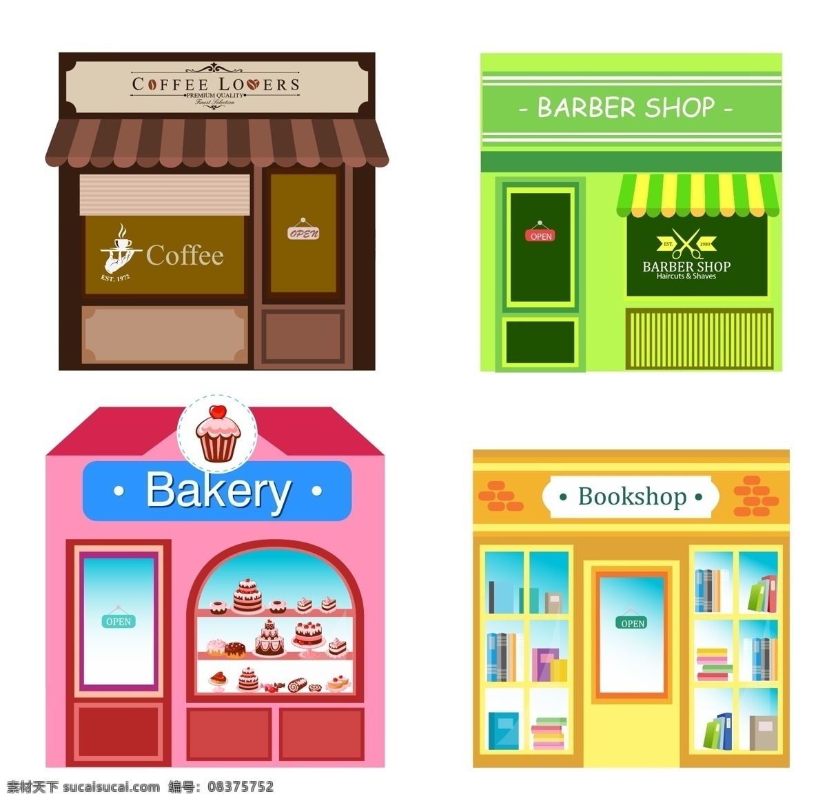 店铺设计图 矢量图 彩色 白色