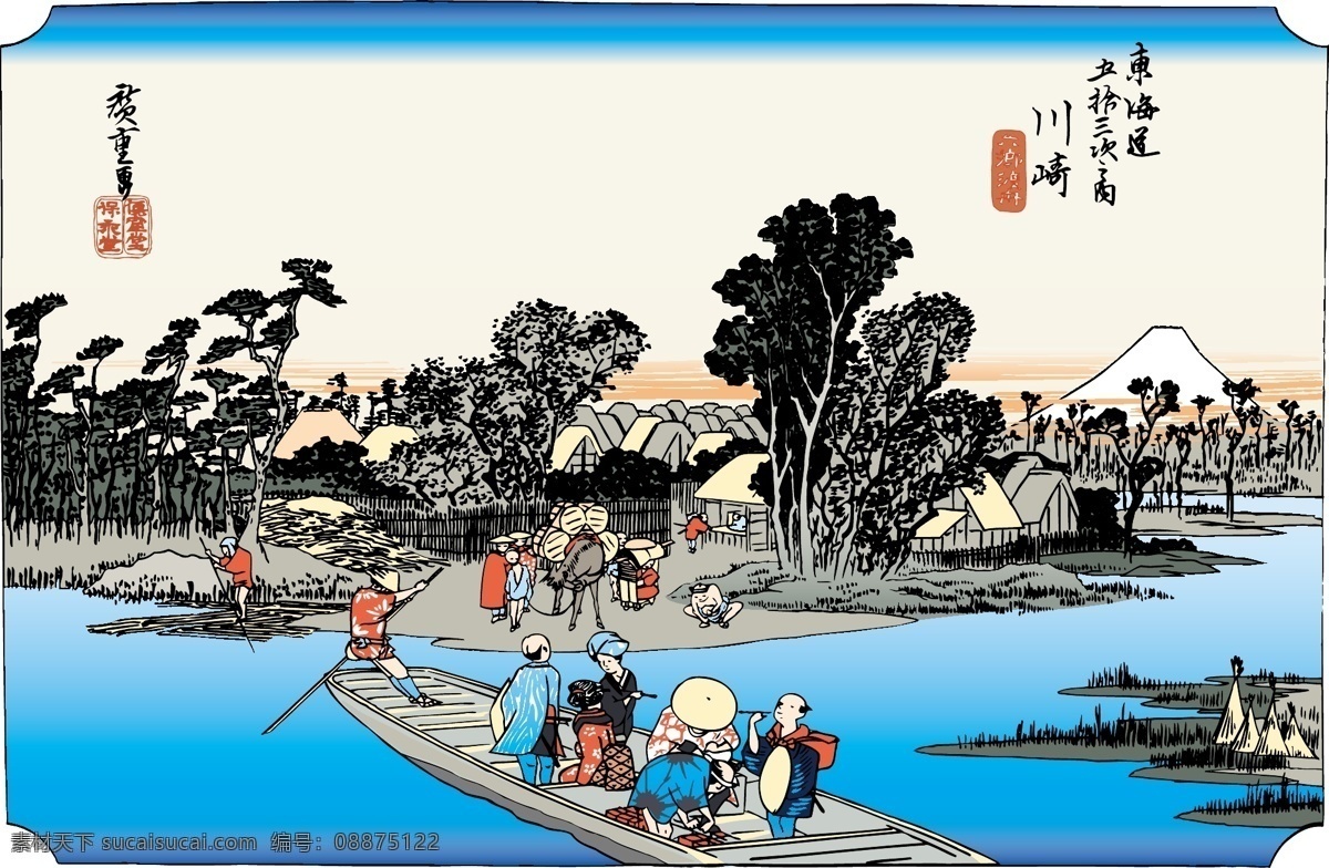 珍贵 日本 浮世绘 矢量图 名画 矢量 生活 文化艺术 绘画书法